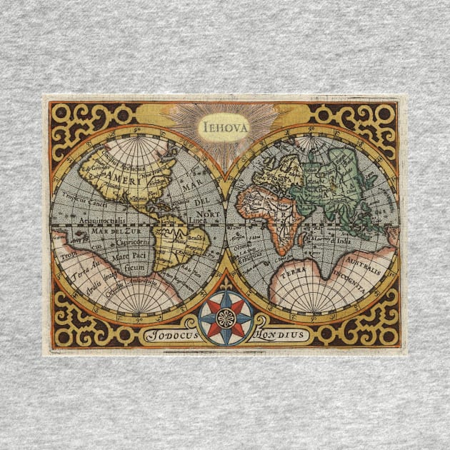 Vintage Map of The World (1596) by Bravuramedia